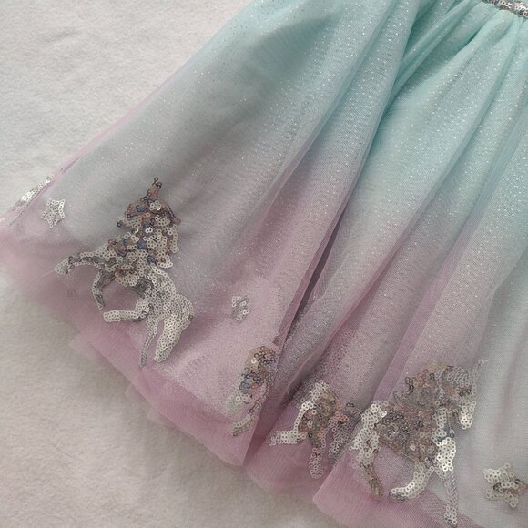 Zunie Girls Unicorn Ombre Tulle Dress 4 Sequins Green Blue Purple Party Wear - Picture 4 of 10